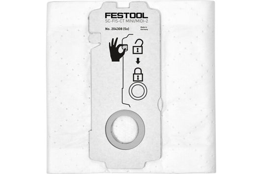 Festool 204308 Self-Cleaning Filter Bag for CT 15/CT MINI I/CT MIDI I, 5 Pack