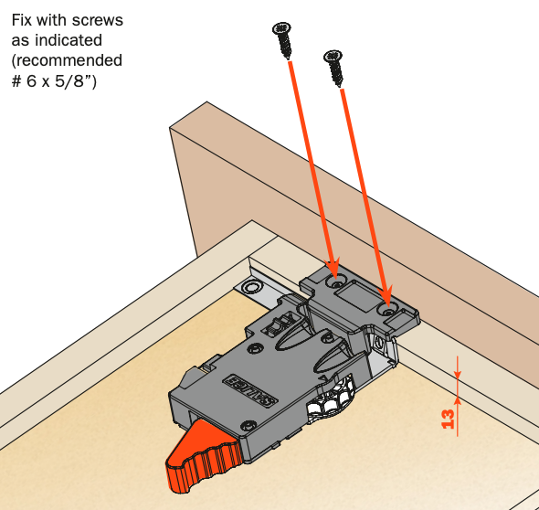 Salice Progressa+ Undermount Release Lever, 2D with Flange Mount
