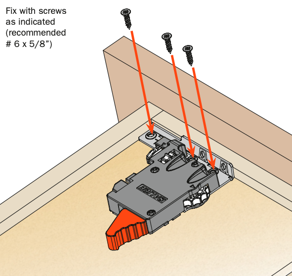 Salice Progressa+ Undermount Release Lever, 2D without Flange/Standard Mount