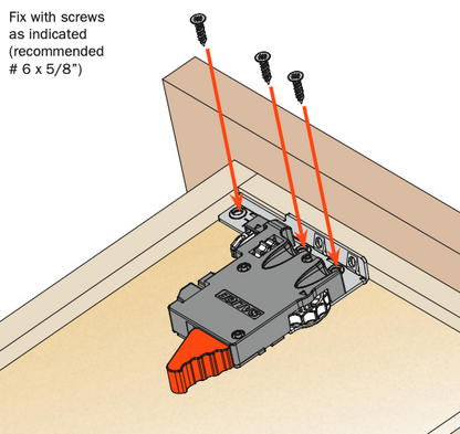 Salice Progressa+ Undermount Release Lever, 2D without Flange/Standard Mount