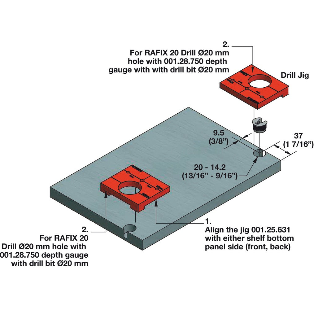 Hafele 001.25.638 Rafix Installer Kit for Rafix 20 Systems