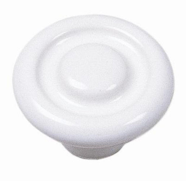 01542 White/Circle Impression Knob, Porcelain Collection - Laurey