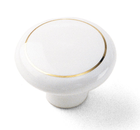 01842 White with Ring Knob, Porcelain Collection - Laurey