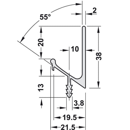 Hafele Tab L-Pull Height 38 mm