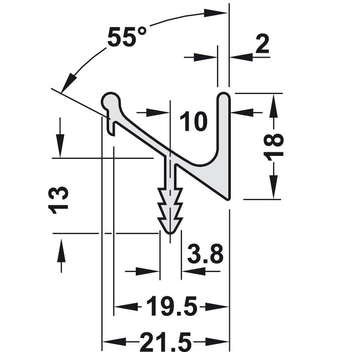 Hafele Tab L-Pull Height 18 mm