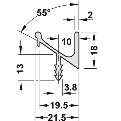 Hafele Tab L-Pull Height 18 mm