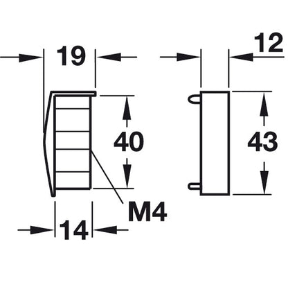 Hafele Impressions End Cap L-Profile; Use with 151.85.030