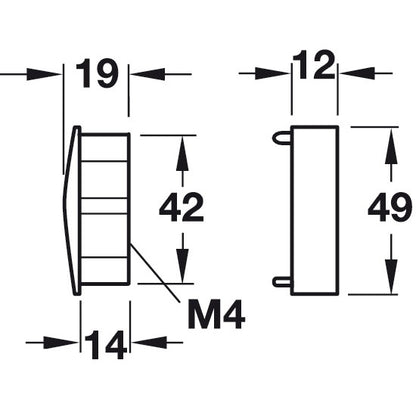 Hafele Impressions End Cap L-Profile; Use with 151.86.030
