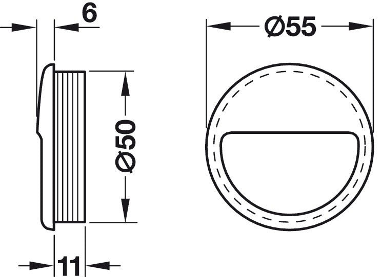 Hafele Honnecourt Recess Pull Round