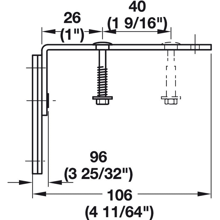 Hafele Black Safety Bracket for Wall Bed