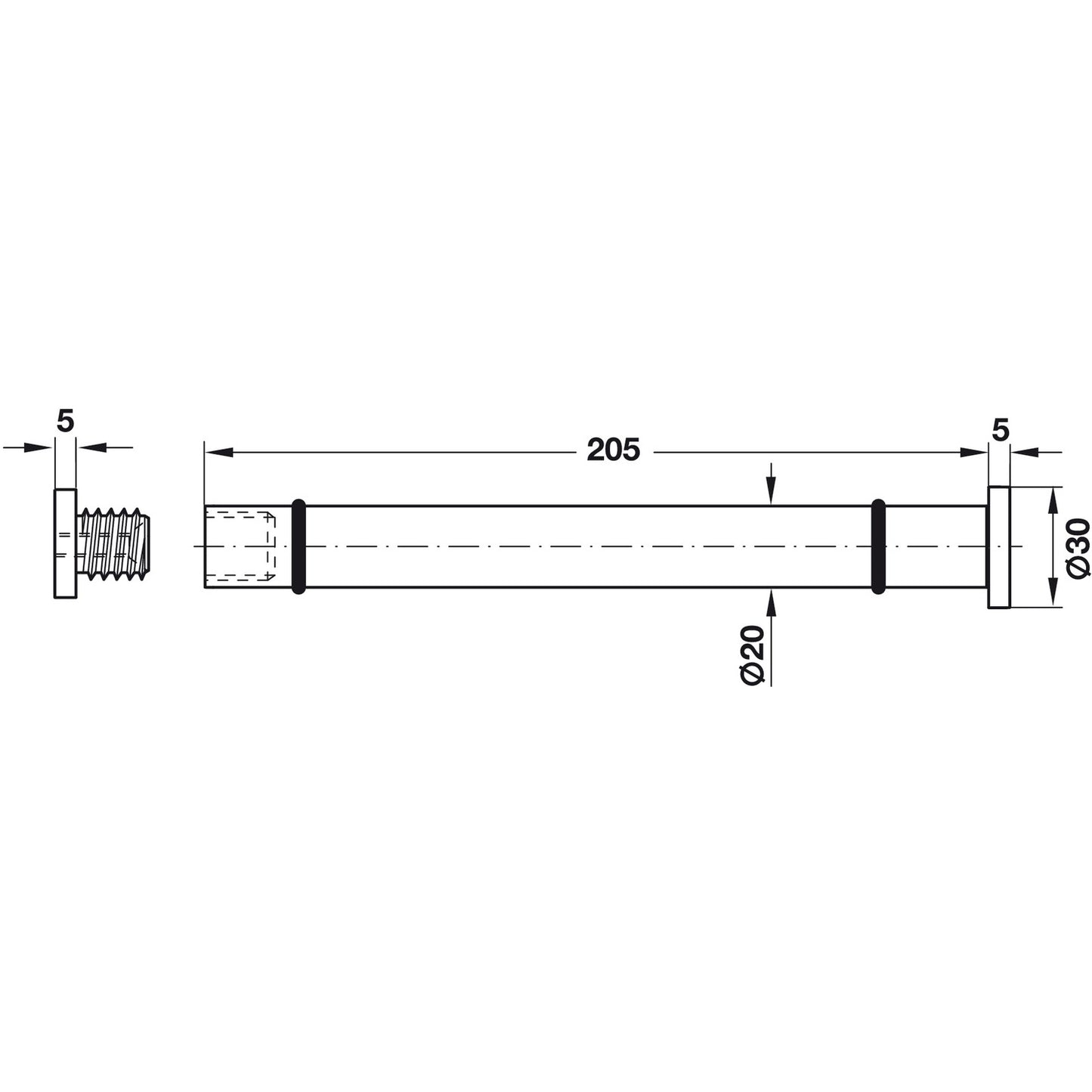 Hafele Glass Shelf Support Set for Wall Mount, Ø20 mm (2 sets needed for 1 shelf)