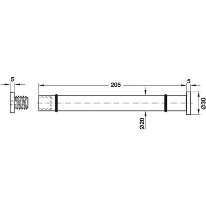 Hafele Glass Shelf Support Set for Wall Mount, Ø20 mm (2 sets needed for 1 shelf)