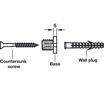 Hafele Glass Shelf Support Set for Wall Mount, Ø20 mm (2 sets needed for 1 shelf)