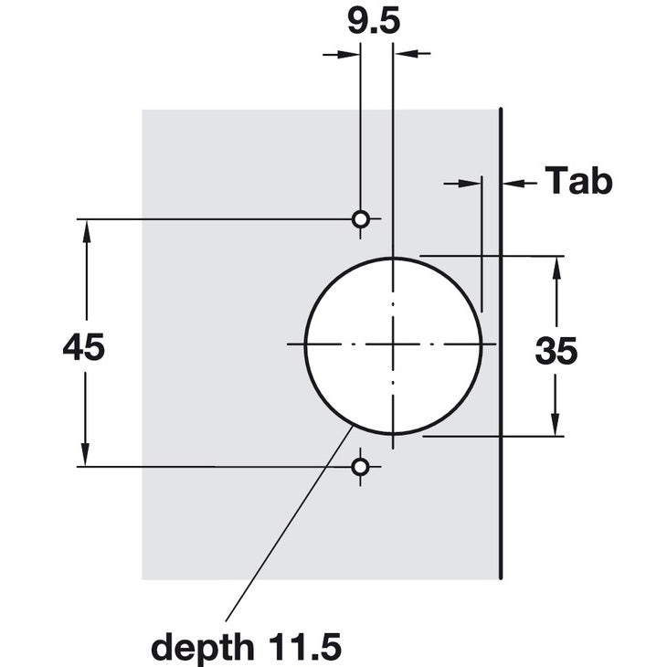 Hafele 110° Clip-On European Hinge