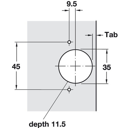 Hafele 110° Clip-On European Hinge