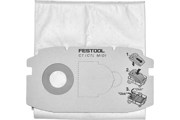 Festool 498411 SELFCLEAN Filter Bag for CT MIDI, 5 Pack
