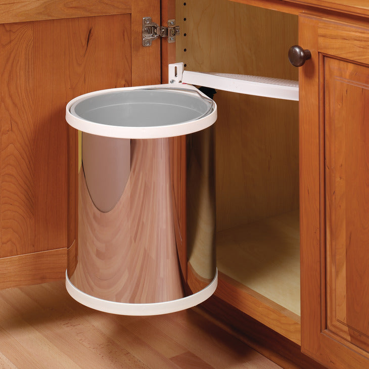 Hafele Round Swing Out Door Mount Waste Bin Pull Out, 16 Quart
