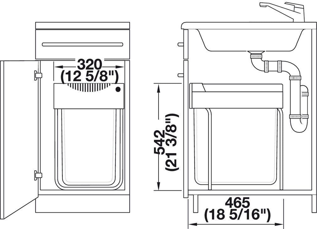 Hailo Top Mount Single Waste Bin Pull Out, Euro Cargo 40