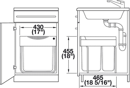 Hailo Top Mount Double Waste Bin Pull Out, Euro Cargo 50