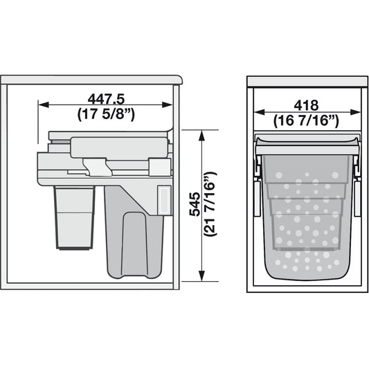 Hafele Short Pull-Out Hamper 45 Hailo Laundry Area