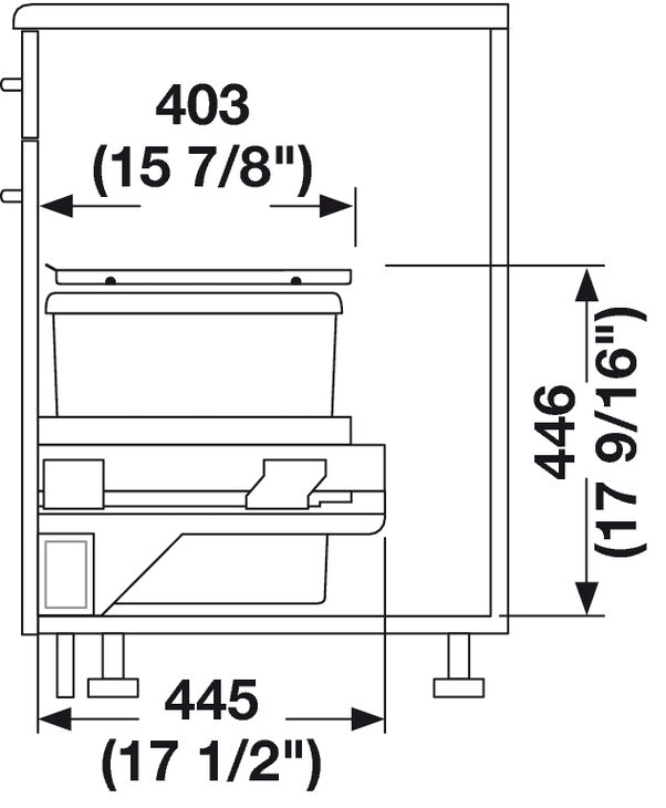 Hailo Top Mount Single Waste Bin Pull Out, Euro Cargo 30
