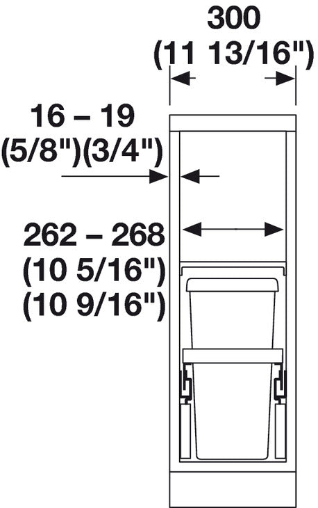 Hailo Top Mount Single Waste Bin Pull Out, Euro Cargo 30