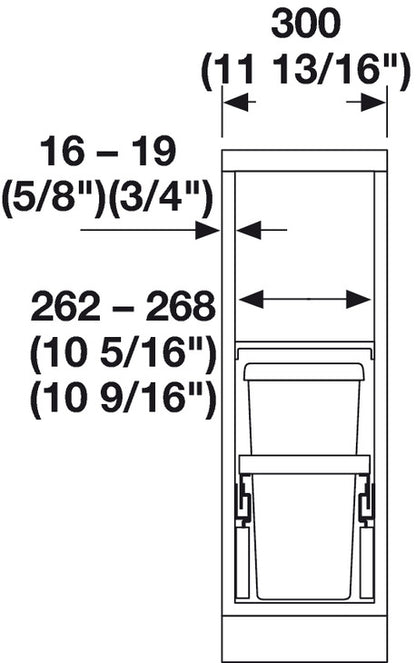 Hailo Top Mount Single Waste Bin Pull Out, Euro Cargo 30