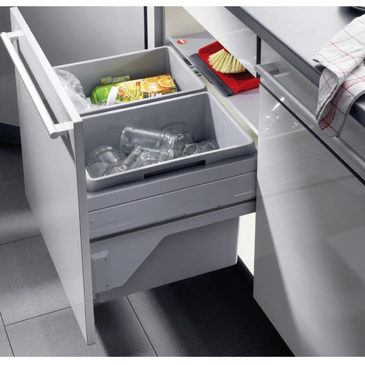 Hailo Euro Cargo S Built-In Bottom Mount Double Waste Bin Pull Out with Soft Close