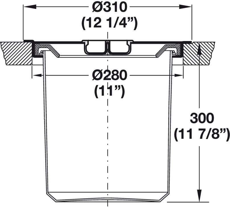 Hafele Single Round Waste Bin for Flush or Surface Mounting