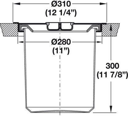 Hafele Single Round Waste Bin for Flush or Surface Mounting