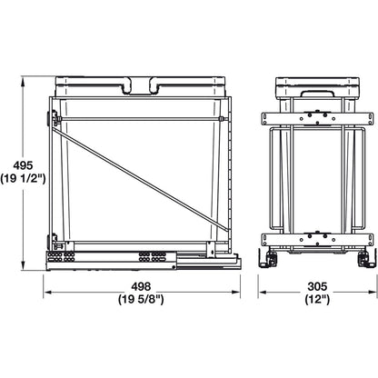 Salice 35 qt Silver Waste Bin Pull Out with Soft Close