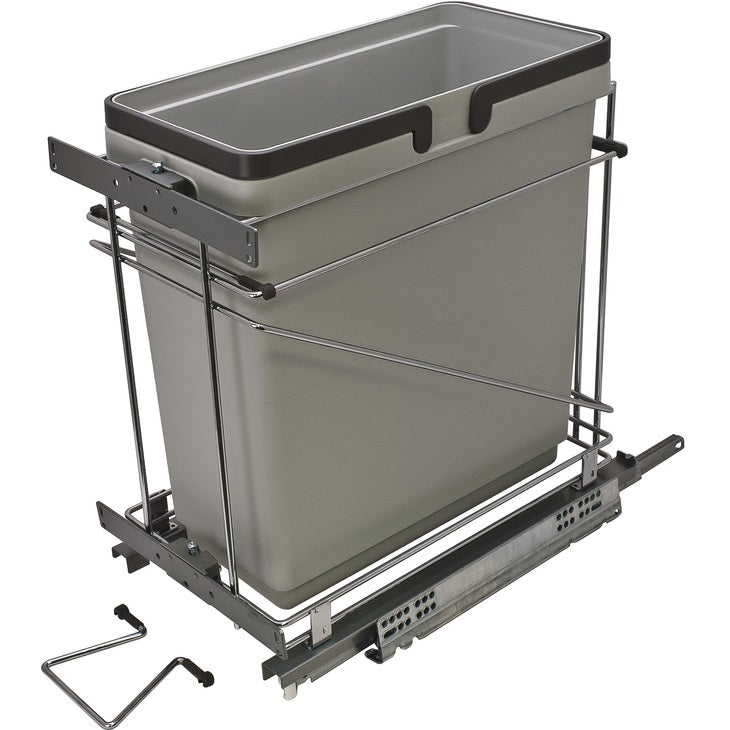 Salice 35 qt Silver Waste Bin Pull Out with Soft Close