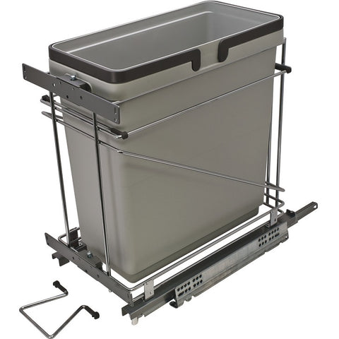 Hafele Salice 35 qt Silver Waste Bin Pull Out with Soft Close