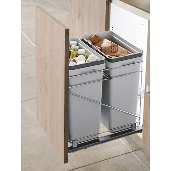 Salice Bottom/Side Mount Double Waste Bin Pull Out, QPAM Series