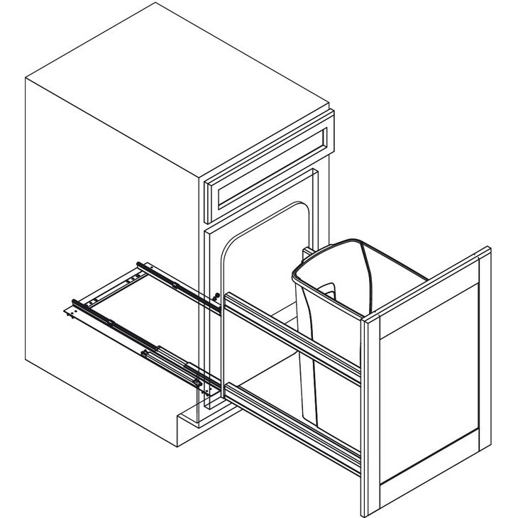 Hafele Bottom Mount Soft Close Single Waste Bin Pull Out