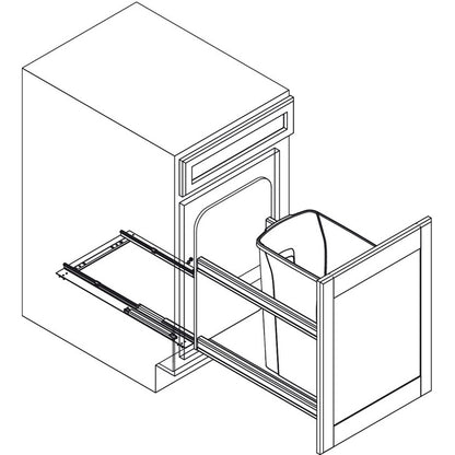Hafele Bottom Mount Soft Close Single Waste Bin Pull Out