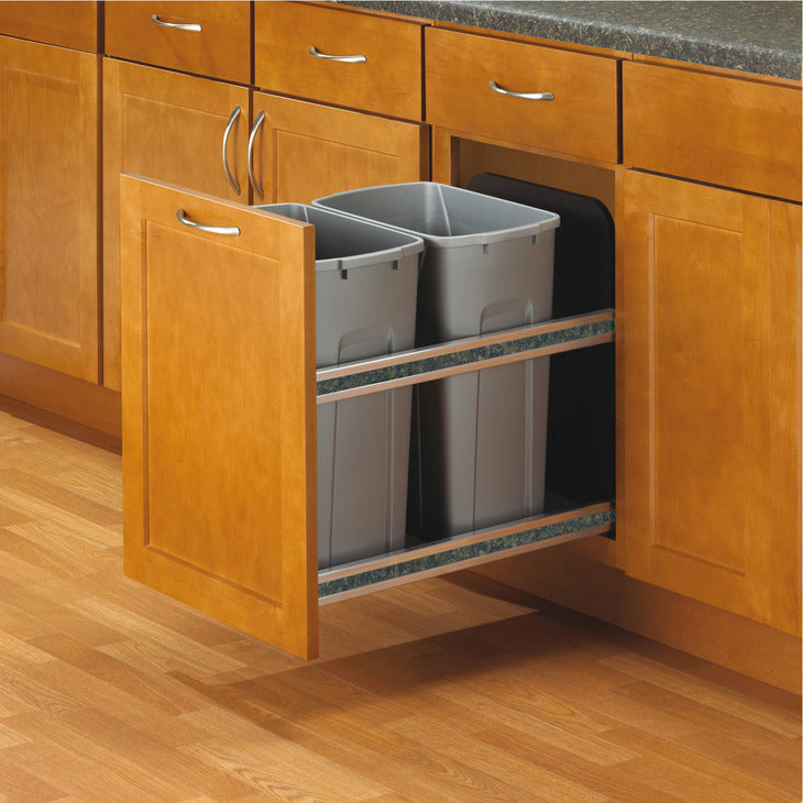KV Bottom Mount Double Waste Bin Pull Out, Soft Close Undermount