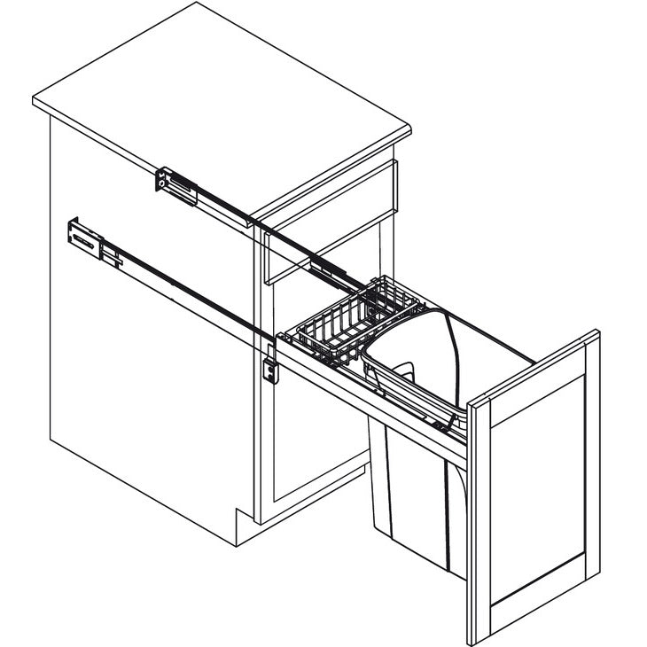 KV Wood Frame Side Mount Single Waste Bin Pull Out with Soft Close
