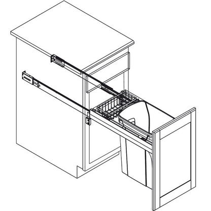 KV Wood Frame Side Mount Single Waste Bin Pull Out with Soft Close
