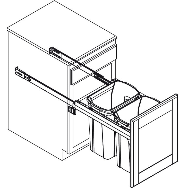Hafele Soft & Silent Side Mount Double Waste Bin Pull Out 2 x 35 qt