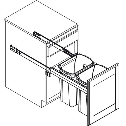 Hafele Soft & Silent Side Mount Double Waste Bin Pull Out 2 x 35 qt