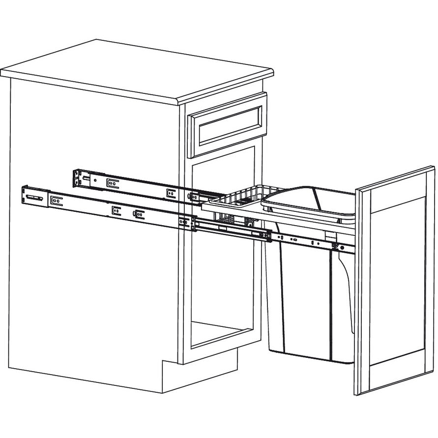 Hafele Single Side Mount Waste Bin Pull Out 35 qt and 50 qt