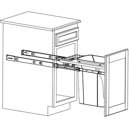 Hafele Single Side Mount Waste Bin Pull Out 35 qt and 50 qt
