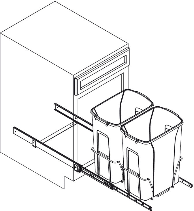 KV Bottom Mount Wire Double Waste Bin Pull Out