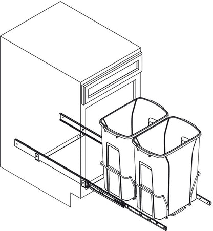 KV Bottom Mount Wire Double Waste Bin Pull Out