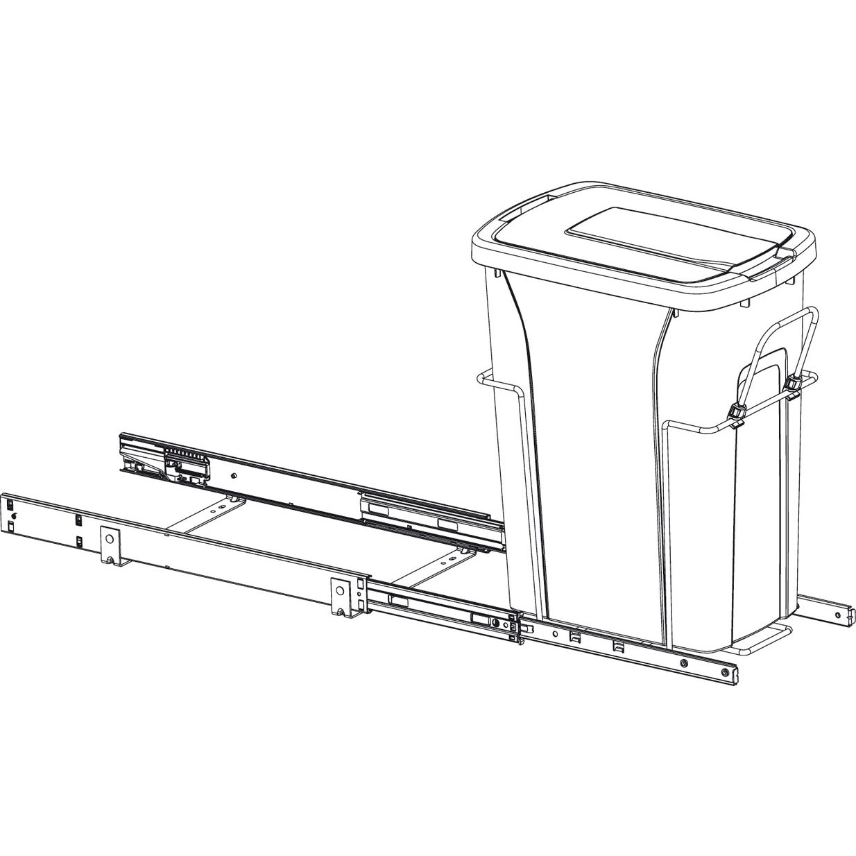 KV Bottom Mount Single, Full Extension Slides, Soft Close Waste Bin Pull Out