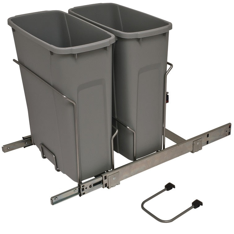 Hafele Bottom Mount Soft Close with Full Extension Slides Double Waste Bin Pull Out