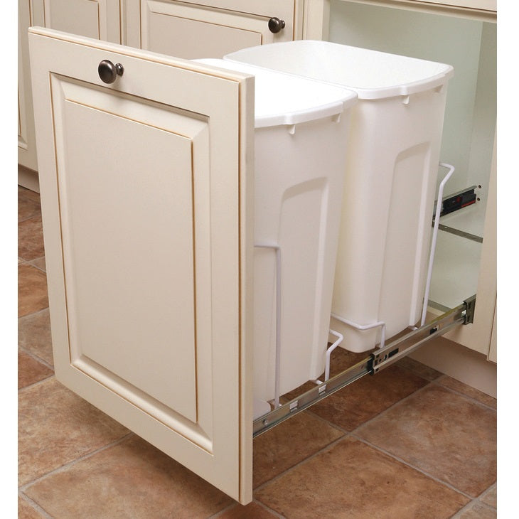 Hafele Bottom Mount Soft Close with Full Extension Slides Double Waste Bin Pull Out