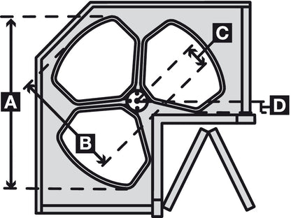 Hafele Corner KV Revolving Triple Waste Bin Center