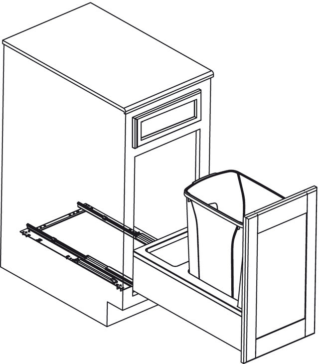 KV Bottom Mount Wood Frame Single Waste Bin Pull Out